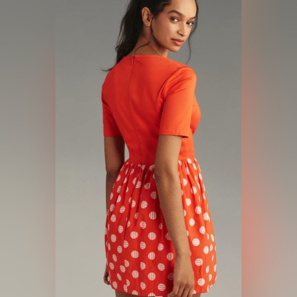 NWT Maeve Anthropologie Mini Dress XS Polka Dot Red - Picture 2 of 11